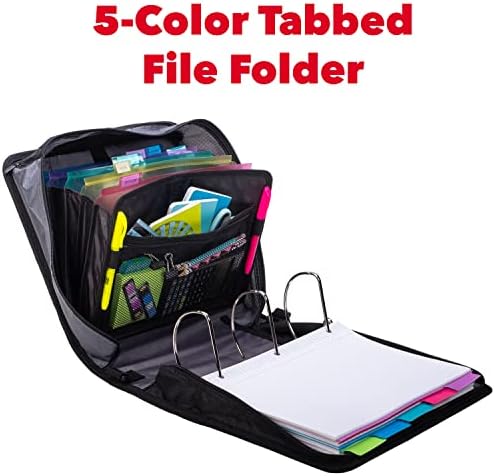Case-it King Sized Binder 4-Inch D-Ring Jet Black | 800 Sheet Capacity | 5 Subject File Folder | With Shoulder Strap | Pack of 4 - Image 5