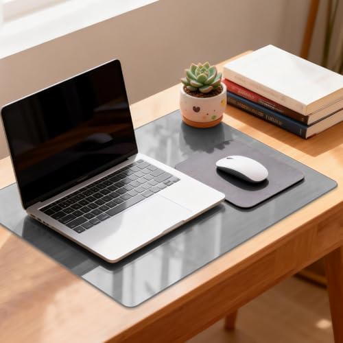 VASUHOME 24" x 18" Grey Tempered Glass Desk Mat - Multi-Functional Desk Pad for Keyboard and Monitor Protection, Dry Erase Surface, Ideal Table Top Protector for Home & Office by VASUHOME