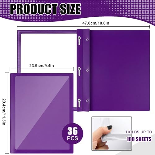 Teling 36 Pcs Report Covers with 3 Prong Presentation Folders, Dark Purple - Image 2