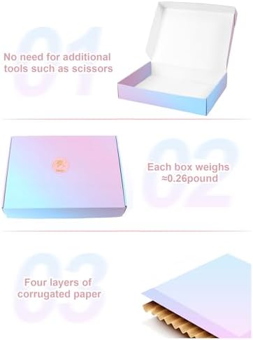 11x8x2 Inch Shipping Boxes 40 Pack, Purple Gradient Mailer Packaging Box, Corrugated Cardboard Boxes for Gift Small Business Literature - Image 4