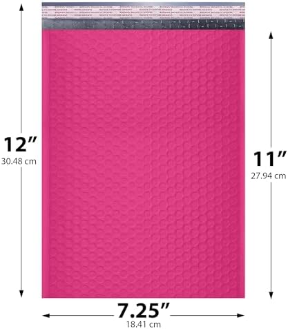 Hot Pink Bubble Mailers 7.25x12, Poly Padded Envelopes #1, 200 Pack - Image 2