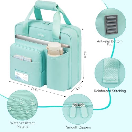 3 Ring Zipper Binder Bag, 3 Inch D-Ring 700 Sheet Capacity, Portable File Organizer with Removable Shoulder Strap & Multiple Pockets for School Office Travel Summer Study Back to School,Mint Green - Image 6