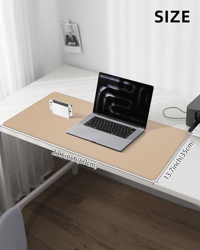 Leather Desk Pad Protector, Mouse Pad, Office Mat, Non-Slip PU Leather Blotter, Laptop Pad, Waterproof Writing Pad for Office and Home (Apricot, 31.5" x 15.7") - Image 5