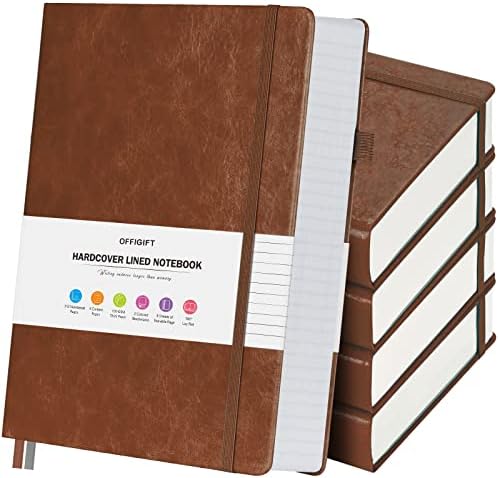 5 Pack College Ruled Notebook Bulk, A5, 312 Numbered Page Thick Journal Set by OFFIGIFT