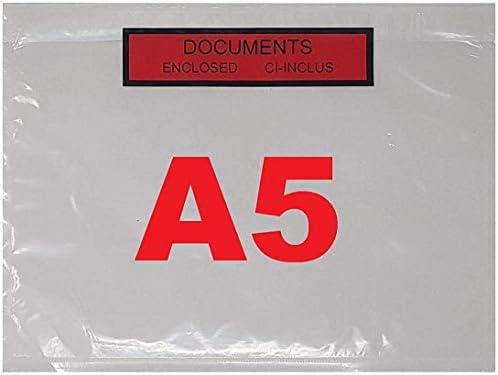 Sleeves 500 Briefcase herein A5 (A4 Sheet Folded in Two) Printed Transparent Adhesive C5 225 x 165 mm by Unknown