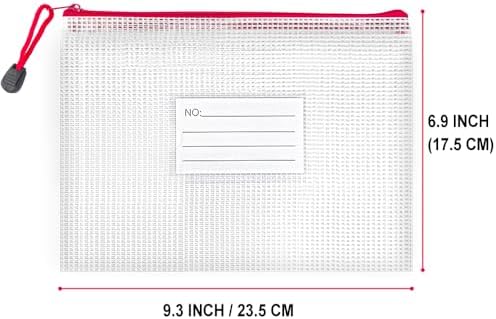 BOPART 24pcs Small Mesh Zipper Pouch Bags 9.3x6.9 Inches Plastic Zip File Bags A5 with Label Pocket for Home Office Supplies, Board Game Storage, Puzzle Bags for Organizing - Image 2