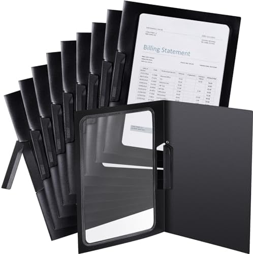 Yeaqee 25 Pcs Clear Report Covers with Clip Sliding Bar Locking Report Folder Cover Plastic Presentation Folders Binder Portfolio for Letter Size Document Paper Resume, Black 9 x 11.4 Inch by Yeaqee