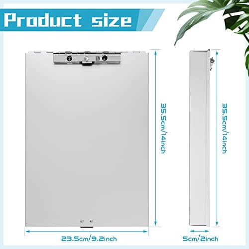 Seajan Aluminum Clipboard with Storage Metal Clip Board Folder Letter Size Form Holder Portfolio Clipboard Binder Clip Posse Box for Nurse Police Office Stationery Items 14 x 9.2 x 2 Inches (4) - Image 2