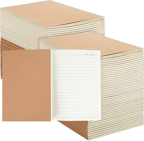 LIONSOUL 90 Pack Kraft Notebooks Bulk A5 Lined Journals 80 Pages Brown Journal Notebooks Sewn Binding Journals in Bulk for Office Notes Events by LIONSOULDISCOUNT