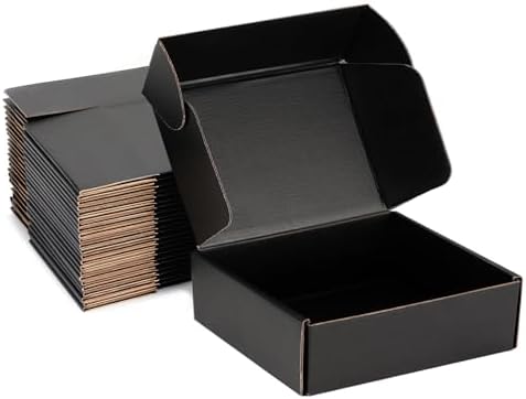 Black Shipping Boxes 10x10x3 Inches, 20 Pack by DUZCLI