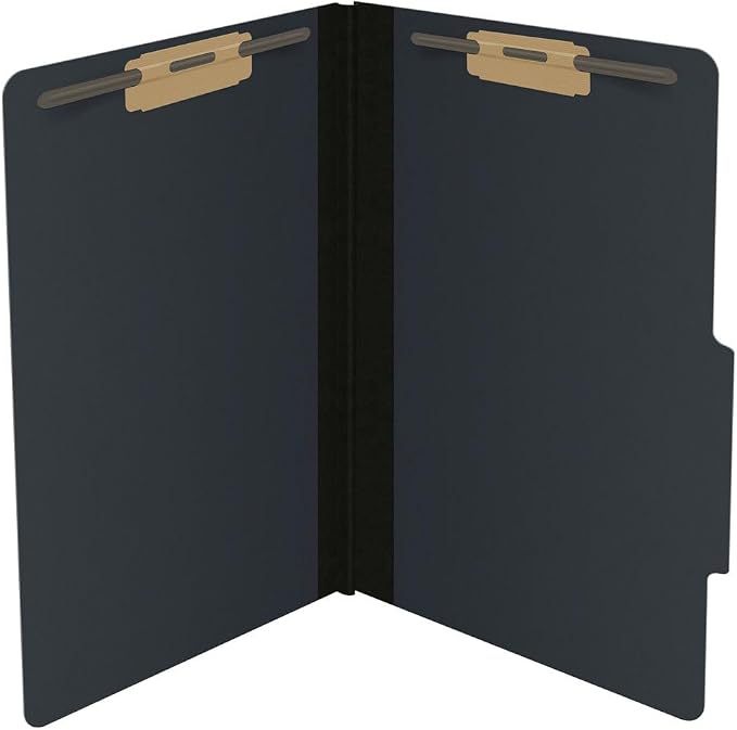 Top Tab Pressboard Folders, Legal Size, 2" exp, Fasteners Pos #1 & #3, Black (Box of 25) - Image 4