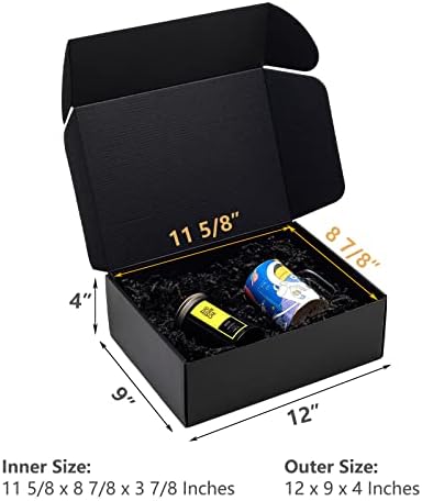 Timirog 12x9x4" Black Shipping Boxes 20 Pack Corrugated Cardboard Box - Image 2