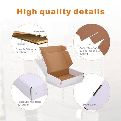 150 Pack 9x6x2'' Small Shipping Boxes, Corrugated Cardboard Mailers for Business, White (CM962-150) - Image 4