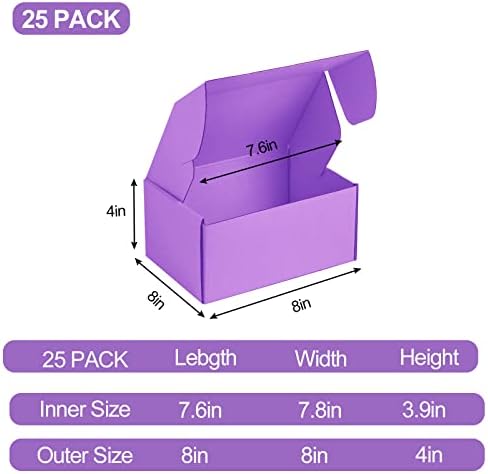 25 Pack Small Shipping Boxes Purple Corrugated Cardboard Box 8x8x4 inches，Corrugated Box for Packaging Small Business,Mailing Packing Literature Mailer,Shipping Gift Boxes - Image 2