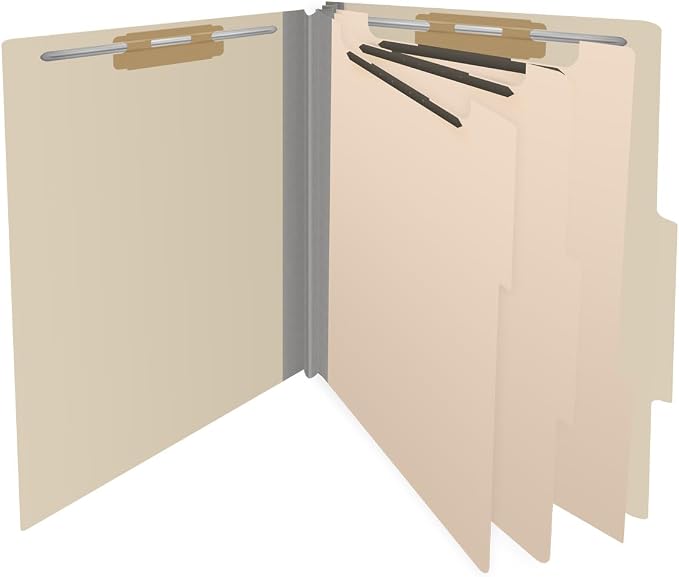 18 Pt. Manila Classification Folders, Full Cut Top Tab, Letter Size, 3 Dividers (Box of 10) - Image 4