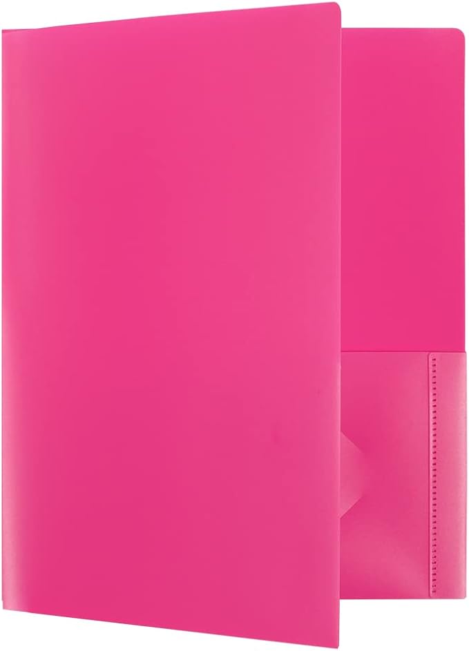 JAM PAPER Heavy Duty Plastic 2 Pocket Extra Tough School Folders - Fuchsia Hot Pink - 6/Pack - Image 5