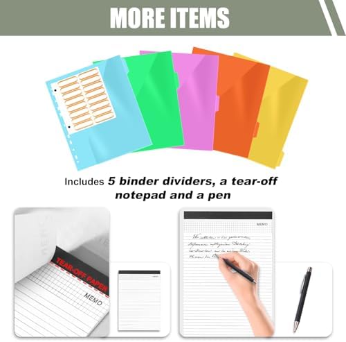 Padfolio, Portfolio Binder 3-Ring, Vegan Leather Portfolio for Students with Notepad Includes 5 Sheet Protectors for Documents Files, 1 Pen and 1 Detachable Shoulder Strap - Image 3