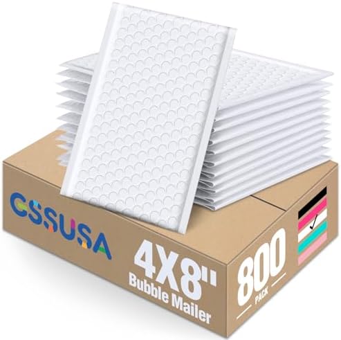 GSSUSA White Bubble Mailers 4x8 Small Padded Envelopes 800Pack by GSSUSA