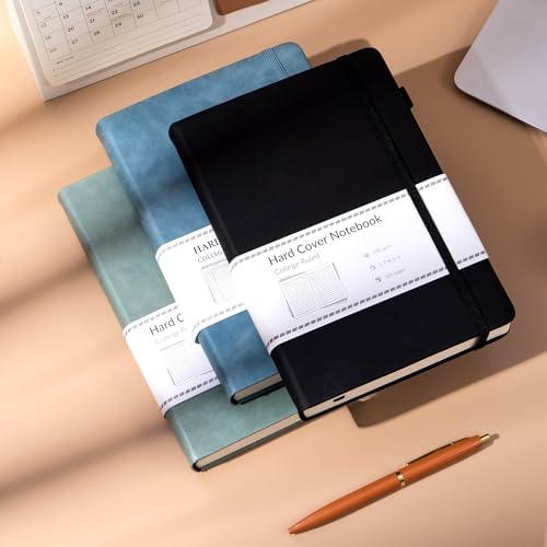 CAGIE 3 Pack Journals Notebooks for Women Men Thick Lined Journaling Notebooks A5 Leather Journals for Writing Hardcover Journal Supplies Diary, Green& Black& Blue - Image 3
