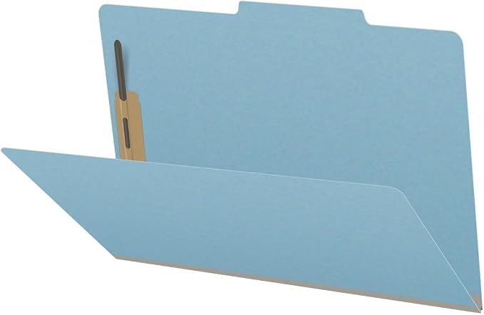 25 Pt. Pressboard Classification Folders, 2/5 Cut ROC Top Tab, Legal Size, No Dividers, Light Blue (Box of 25) by Ecom+Folders
