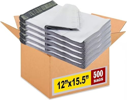 iMBAPrice 500 - 12 x 15.5 Premium Matte Finish White Poly Mailers Envelopes Bags (iMBA-5PM-500) by iMBAPrice