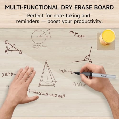 VASUHOME 32" x 20" Clear Tempered Glass Desk Mat - Multi-Functional Desk Pad for Keyboard and Monitor Protection, Dry Erase Surface, Ideal Table Top Protector for Home & Office - Image 6