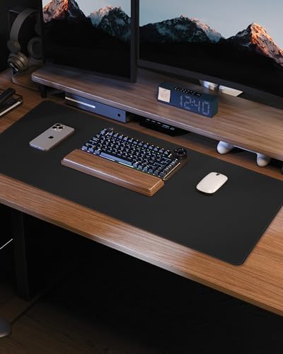 Leather Desk Pad Protector,Desk Mat,Large Mouse Pad, Non-Slip Desk Pad, Waterproof PU Leather Desk Blotter Mat, Desk Cover for Office and Home (Black, 36" x 17") - Image 6