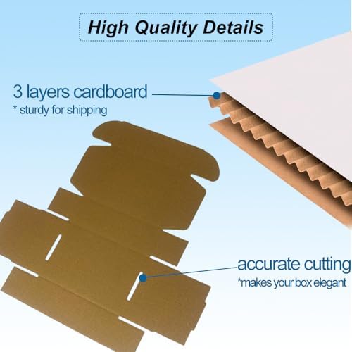 ROTCH 200 Pack 6x4x2'' Small Shipping Boxes White, Cardboard Corrugated Mailers (M642-200-W) - Image 3