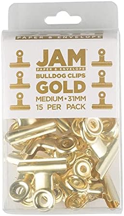 JAM PAPER Metal Bulldog Clips - Medium - 31mm - Gold - 15/Pack - Image 3