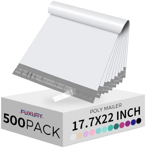 Fuxury 17.7x22" Large Poly Mailers 500Pcs, Shipping Bags for Clothes,White by Fuxury