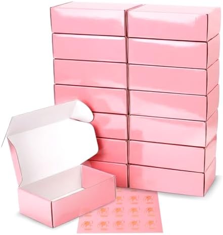6x4x2 inch Glossy Pink Shipping Boxes, 50 Pack Corrugated Cardboard Mailing Boxes for Small Business Packaging, Shipping Jewelry, Handmade Soaps by DERZIFUN