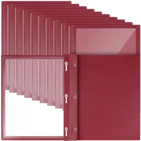 Teling 50 Pcs Report Covers with 3 Prong Presentation Folders, Red by Teling