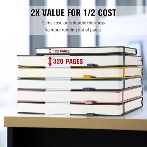 5 Pack Graph Paper Notebook Bulk, A5, 312 Numbered Pages Grid Journal Set - Image 2