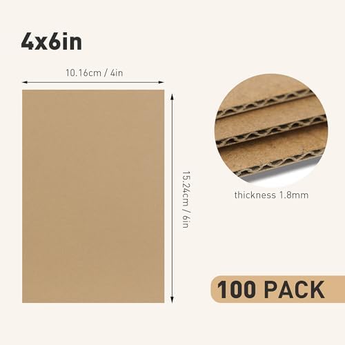 FARRAY 100 Pack 4x6 Inch Corrugated Cardboard Sheets, 1.8mm Thick Brown Kraft Cardboard Backing, Bulk Flat Cardboard Inserts Filler Pads for Packing, Shipping, Mailers, Crafts - Image 2