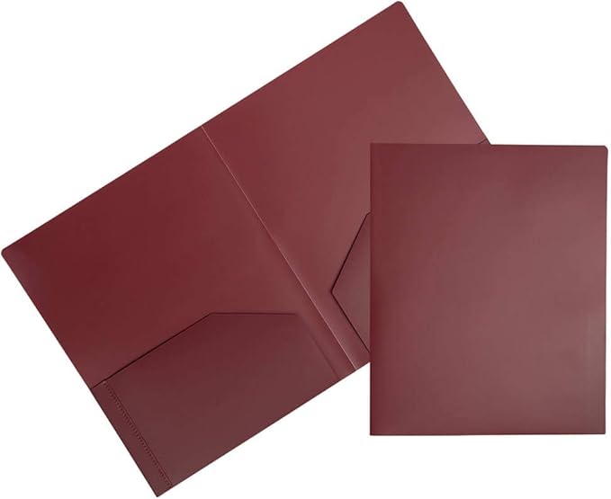 JAM PAPER Heavy Duty Plastic 2 Pocket Extra Tough School Folders - Burgundy - 6/Pack by JAMPaper