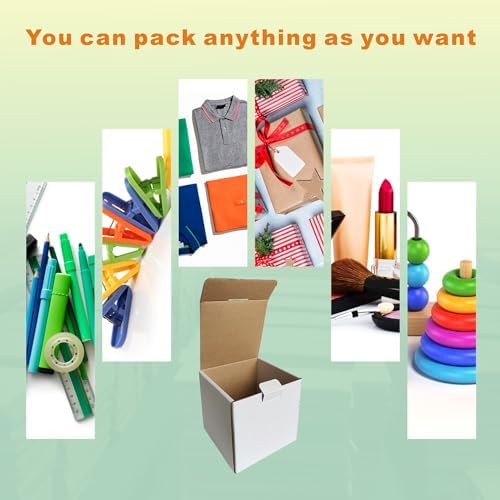 300 Pack 4x4x4'' Small Shipping Boxes, Corrugated Cardboard Mailers for Business, White (LM444-300) - Image 5