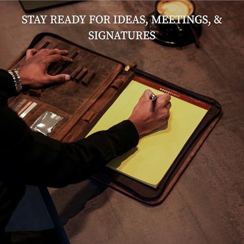 Leather Padfolio with Zipper – Business Portfolio for Men and Women, Legal Pad Portfolio, Leather Folder, Professional Padfolio for Meetings and Interviews - Image 6