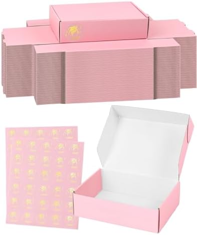 7x5x2 Inch Pink Shipping Boxes for Small Business, 50 Pack Small Corrugated Cardboard Boxes, Cute Mailer Packaging Boxes for Gift by TryDrem