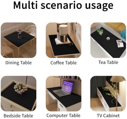 Faux Leather Table Cover,1.8mm Thick,24x60 Inch Desk Cover,Large Desk Mat,Table Protector,Table Cover Protector,Table Protectors for Rectangle Tables(Black+Black,24x60) - Image 6
