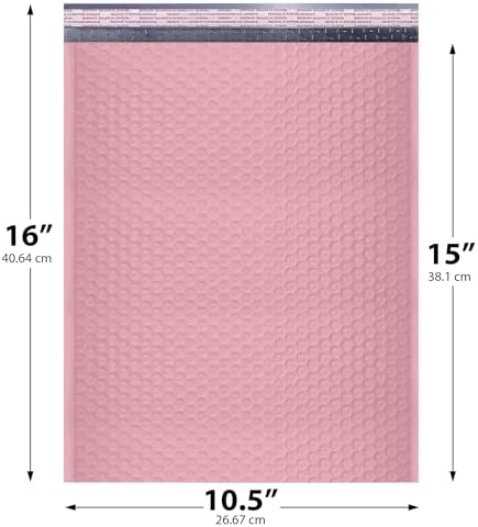 Light Pink Bubble Mailers 10.5x16 Poly Padded Envelopes #5 200 Pack - Image 2