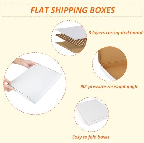 HORLIMER 12x9x1 inches Shipping Boxes Set of 25, White Corrugated Cardboard Box Literature Mailer - Image 3