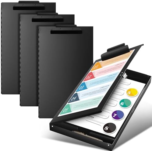 3 Pcs 11 x 17 in Aluminum Clipboards with Storage, Black by Surfinton