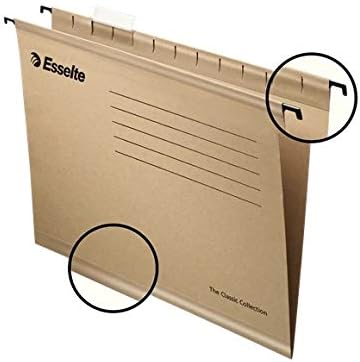 Esselte Classic – Pack of 50 Suspension File Reinforced with Transparent Plastic Visor – Natural - Image 3