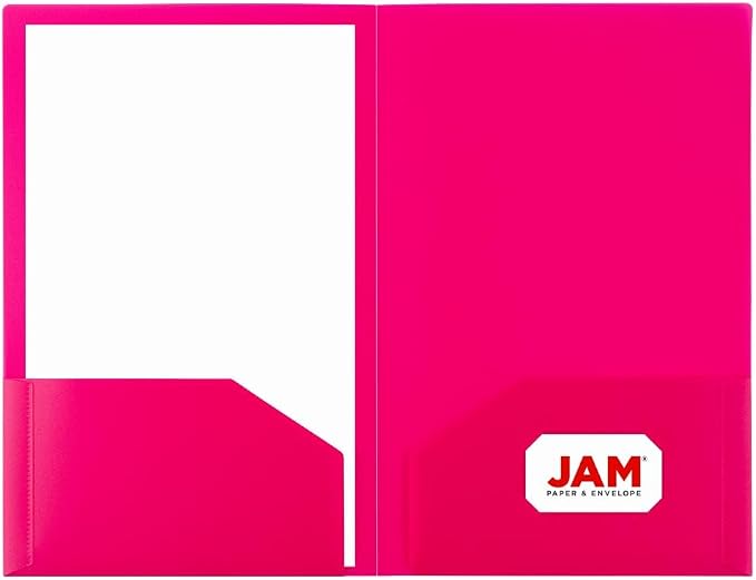 JAM PAPER A4 Heavy Duty Plastic 2 Pocket Presentation Folders - Assorted Fashion Colors - 6/Pack - Image 3