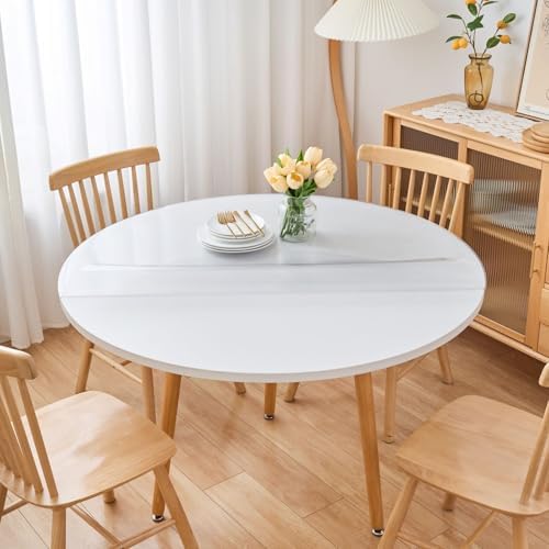54 Inch Round Frosted Table Cover Protector, Frosted Round Table Protector for Dining Room Table, 1.5mm Thick Waterproof Round Plastic Vinyl Pad - Image 5