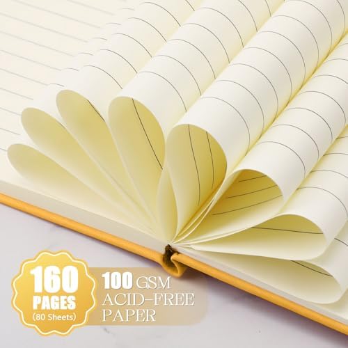 Laumoi 28 Pack A5 PU Leather Lined Notebook Journal, Yellow,Simple - Image 4