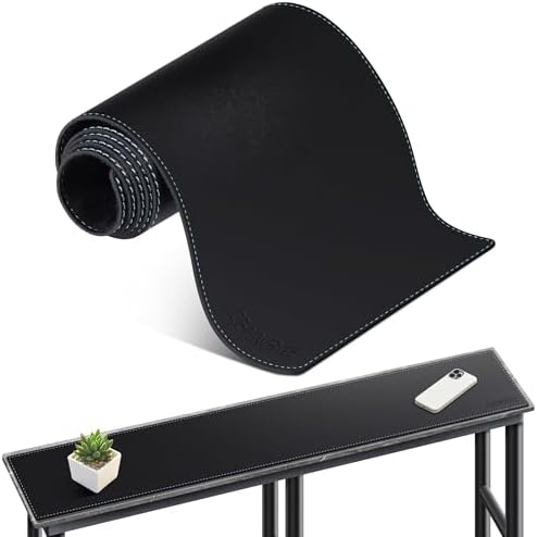 CENNBIE Console Table Leather Cover - 47 x 5.9 Inches Sofa Table Narrow Long Mat - TV/Media/Gaming/Center Console Table Protector Pad for Narrow Side Table, Sideboard, Entryway Table (Black) by CENNBIE
