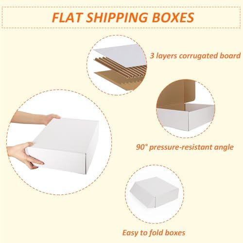 HORLIMER 13x10x4 inches Shipping Boxes Set of 15, White Corrugated Cardboard Box Literature Mailer, 15 Stickers Included - Image 3