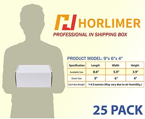 HORLIMER 9x6x4 inches Shipping Boxes Set of 25, White Corrugated Cardboard Box Literature Mailer - Image 2