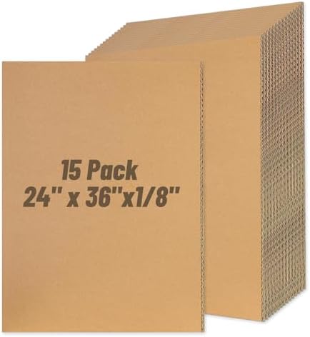 24" x 36" Large Cardboard Sheets, 15 Pack Brown Corrugated Cardboard Sheets, Double Wall Corrugated Poster Board for DIY Projects, School Supplies, Mailing, Packaging, Signboards & Displays by Unknown